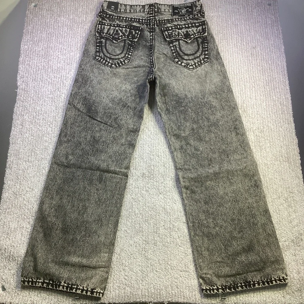 True Religion Vinny Super T Flap‎ Ultra Baggy Jeans Acid Wash Mens 32 x 32 NWT
